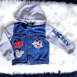 DISNEY Mickey Mouse denim jean jacket with hoodie